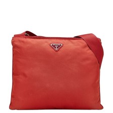 Borsa a tracolla Prada triangolo logo placca nylon rosso vintage autentica