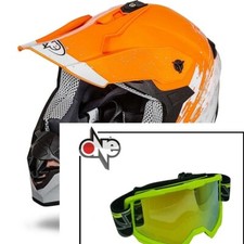 Casco Tiger Cross Enduro One Camamoto Arancio Bianco Lucido Mis. 61  + Occhiali