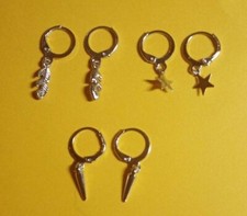 3 PAIA DI ORECCHINI FOGLIA-STELLINA-CORNETTO