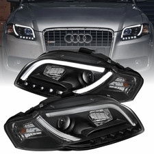 Kit fari neri per Audi A4 B7 2004-2008 con luci diurne a led