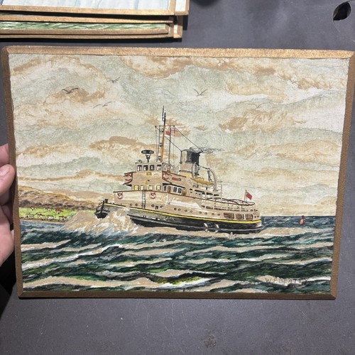 Quadro vintage olio tavola - su,