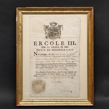 Ercole III d’Este, Duca di Modena – Documento con sigillo, 1792