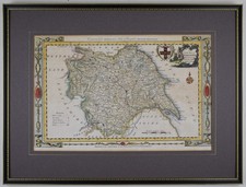 Yorkshire. Mappa incisa