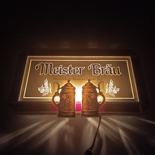 🍻 Insegna Luminosa Vintage MEISTER BRAU Birra Luce Rara Lampada Prisma Bar Pubblicità Anni 80