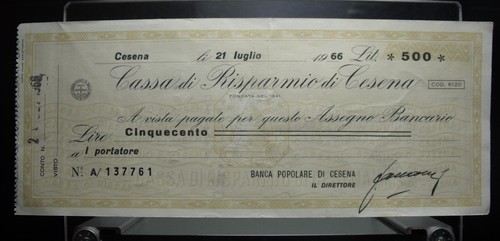 Assegno taglio fisso - fisso, cassa