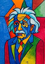 "Albert Einstein" acrilico su