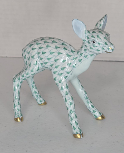 Herend fishnet green fawn - fishnet, 4"