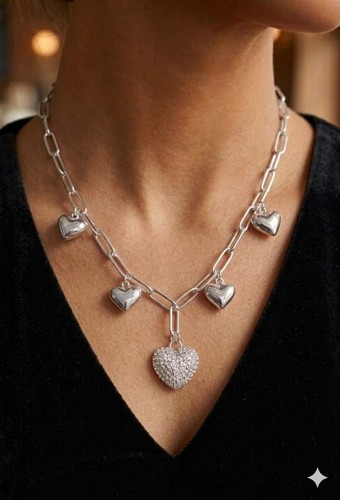 Collana acciaio con charm - collana, in
