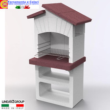 Barbecue Muratura a Legna Carbonella VZgroup 68x58x156cm BBQ Cemento Refrattario