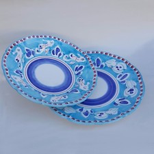 Vietri Servizio Piatti 2pz. in Ceramica Vietri 100% decorato a mano Azzurro