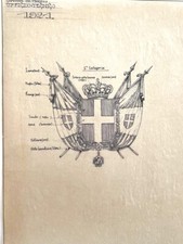 MILITARIA, STEMMA REALE CHINA SU CARTA VELINA 1921 TRENTO - FILIPPO LACCETTI