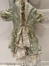 Vestito Seta e Pizzo verde Bambola Vintage antico Da 45-50 CM Antica Doll Abito