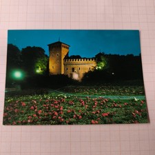 Torino di notte castello medievale e parco Valentino VECCHIA CARTOLINA A COLORI