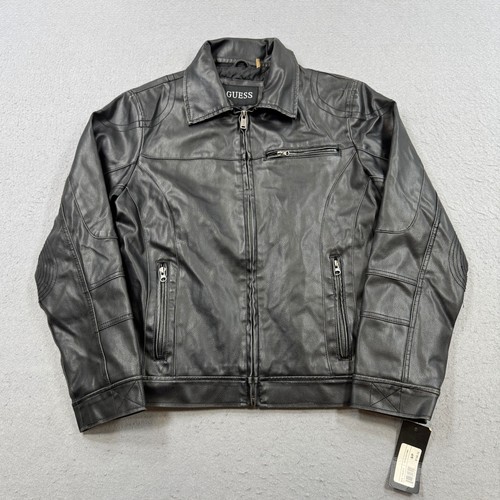 New guess leather jacket - new, men's
