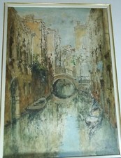 Venezia Gatto Angelo dipinto su tela  perfette condizioni 70x50 +cornice 100x80