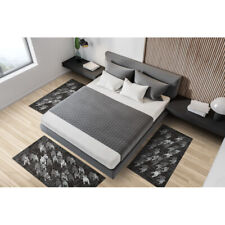 Tris Tappeto camera scendiletto stile moderno BRISTOL Nero cinigliato jacquard M