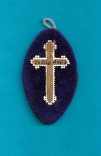 AGNUS DEI + EX OLIVIS ASSISI -  Croce su supporto in stoffa - E - (REL. 343)