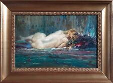 ARTE Dipinto inizio Novecento, Figura femminile sdraiata, Monogrammista CE