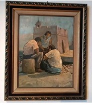 Dipinto  Olio su Tavola  Figure Livorno Prima Metâ  900 Non Firmato 