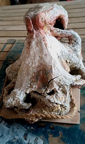 Scultura argilla polpo femmina - argilla,