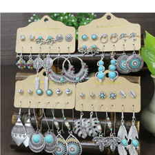 Set 24 Orecchini Donna Vari Stili Turchesi Vintage