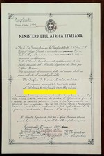 Colonie - Diploma di Medaglia di Bronzo al Valor Militare - Koromasc 1936