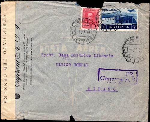 Copertina posta aerea - , eritrea