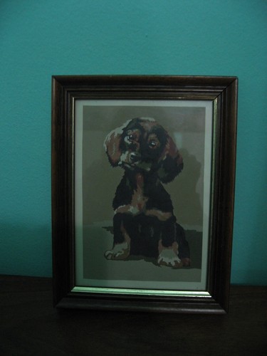 Quadretto con cane dipinto - , a