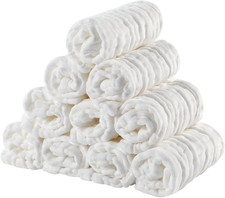 Asciugamani Neonato, 10 Pezzi Mussola Cotone Bambini 25X25Cm Panni Lavette Morbi