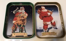 Lotto Coca Cola 2 Vassoi Latta Babbo Natale Merry  Christmas Vintage Collezione