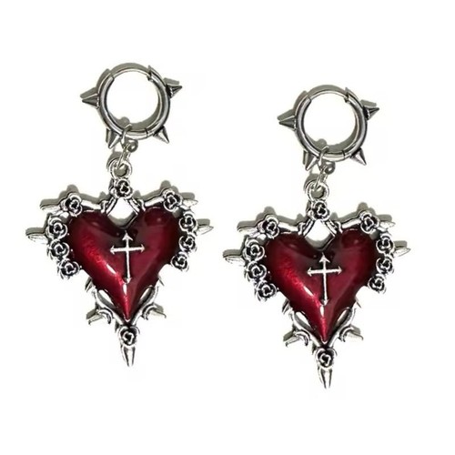 Orecchini croce cuore spine