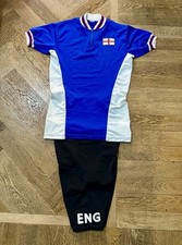 Raro Completo Ciclismo Vintage Inghilterra Maglia + Pantaloncini Lycra Eroica