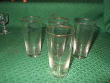 4 bicchieri da liquore vetro bordo oro h. Cm. 9  Glasses V2 ^