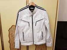 GIACCA MOTO IN PELLE VINTAGE MOLLTAN Tg 48 COLORE BIANCO