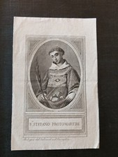 Santino Canivet Incisione Stampa 1700 Santo Stefano Protomartire Bologna 