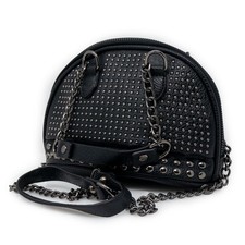 Borsetta nera con borchie tracolla catena donna ragazza piccola borsa passeggio