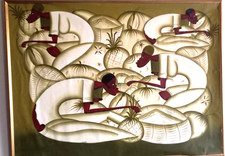 100 X 76 CM DIPINTO SU TELA FIRMATO CASIMIR VINTAGE 1990 ETHNIC ART ETNICO SIGN