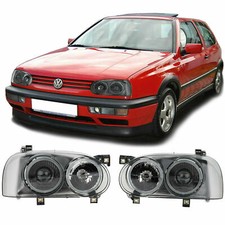 COPPIA FARI ANTERIORI VW GOLF 3 ANGEL EYES VETRO  91-97
