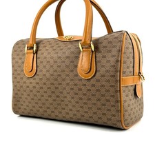 Borsa Vintage Gucci Micro GG Mini Boston PVC Pelle Marrone Autentica