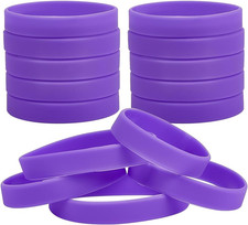 30 Pz Braccialetti in Silicone Tinta Unita Braccialetti in Gomma Viola Medio Bas