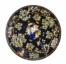 Tavolo In Marmo Da 42" Con Pietre Gemma Incastonate Lavoro Decorazione Casa