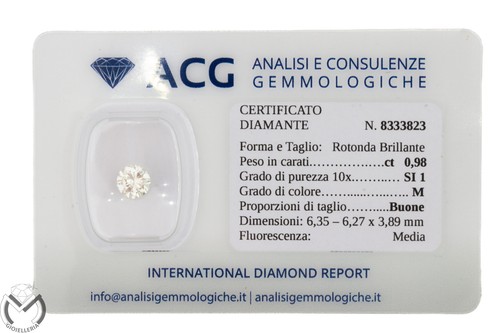 Diamante certificato acg - certificato,