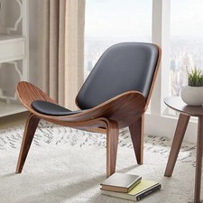 Classic Shell Lounge Chair design sedia a conchiglia poltrona lounge effetto pelle legno
