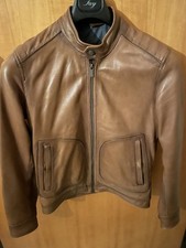 Giubbotto Giacca Pelle Marrone Massimo Dutti Taglia S