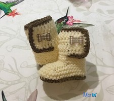 Scarpette neonato stivaletti lana,  uncinetto neonato, crochet scarpine 0-3 mesi