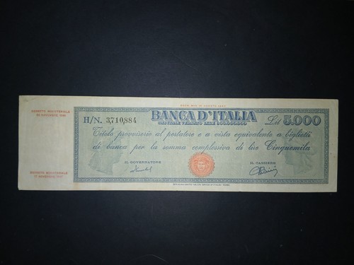 5000 lire titolo provvisorio - lire,