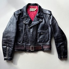 Giacca motociclista/moto vintage anni 50 Hercules pelle nera tasca D 42
