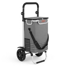 Carrello Spesa Pieghevole 50LT Borsa Termica Trolley Porta Spesa 2Ruote Grigio