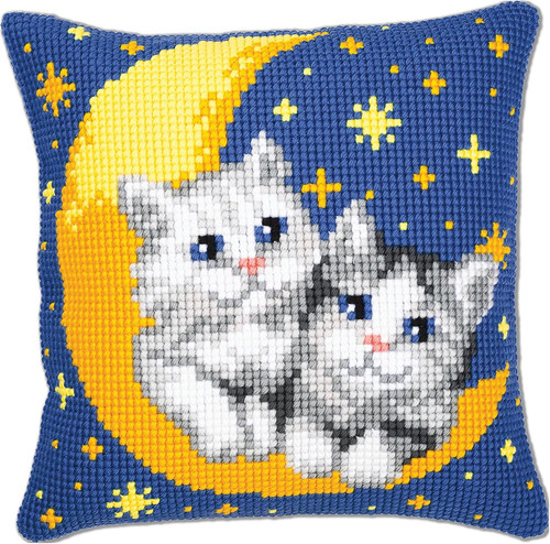 Kit cuscino punto croce gatti - cuscino,