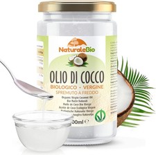 NaturaleBio Olio di Cocco Biologico Vergine 1000 ml. Crudo e Spremuto a Freddo.